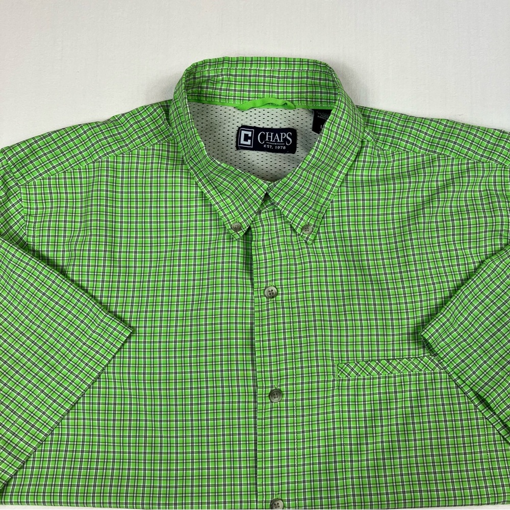 📦Chaps Men’s Lime Green Plaid Button-Down Shirt -----> DISCOUNTED SHIPPING